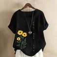 thumbnail image 2 of Perfectbot Shirts for Women Loose Plus Summer Short Sleeve Crew Neck Floral Print Tees Tops ,S-5XL, 2 of 4