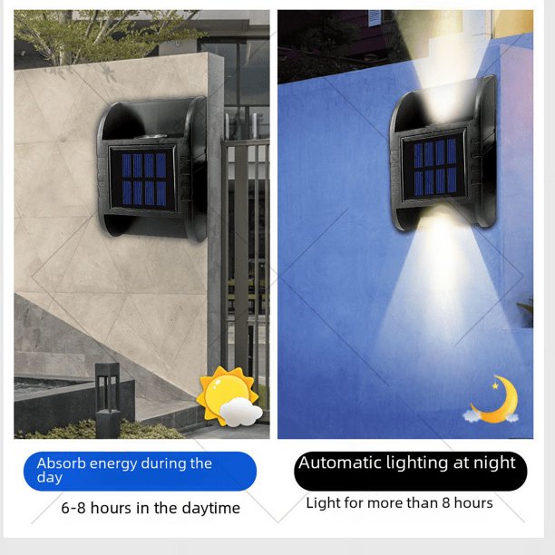 Lámpara solar de inducción, lámpara de pared de doble cabezal, lámpara LED para exteriores, patio, pared, jardín, villa, balcón, luz nocturna