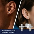 thumbnail image 3 of MomentWish Simulated Diamond Cross Earrings for Men Women, S925 Sterling Silver Moissanite Stud Earrings, 3 of 8