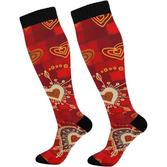 GZHJMY Buffalo Plaid Compression Socks, Women Men Long Stocking (20-30mmHg), Travel Knee High Stockings for Athletic Sports,Running,Cycling,Nursing