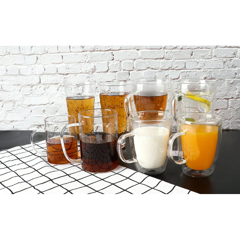 4-Pack 12 Oz Double Walled Glass Coffee Mugs with Handle,Insulated Lay –  J'ouvert Coffee