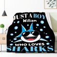 thumbnail image 5 of COW BLANKET Custom Just A Boy Who Loves Sharks Blankets Gifts for Kids Adult On Bed Sofa,Personalized Premium Flannel Blankets for Birthday Christmas Thanksgiving All Season Use 40''''x 50'''' -S, 5 of 6