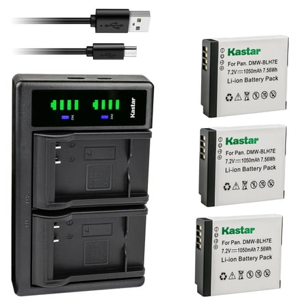 Kastar 3-Pack DMW-BLH7 Battery and LTD2 USB Charger Replacement for Panasonic Lumix DC-GX800 Lumix DC-GX850 Lumix DC-GF9 Lumix DC-GF9K Lumix DMC-GM1 Lumix DMC-GM1D Lumix DMC-GM1K Camera