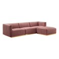 thumbnail image 2 of Modway Conjure 4-Piece Velvet and Stainless Steel Sectional - Gold/Dusty Rose, 2 of 5