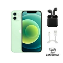 Apple iPhone Bundle, Restored iPhone 12 with Wireless Earbuds & Cable (Unlocked), Green, 128GB