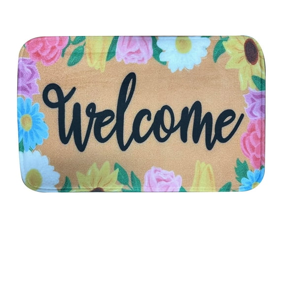 Tainini Door Mat,Welcoming Spring Decoration,Flower Floral Butterfly Indoor Outdoor Non-Slip Doormat,Entryway Front Porch Farmhouse Spring Welcome Door Mat Colorful for Entrance Decor