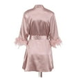 thumbnail image 4 of Npasoilc Robes For Women Casual Bathrobe Long Robes Trendy V Neck Knee Length Sleepwear Loungewear Pajamas Housecoats Nightgown Sexy Robe Satin Robe, 4 of 9