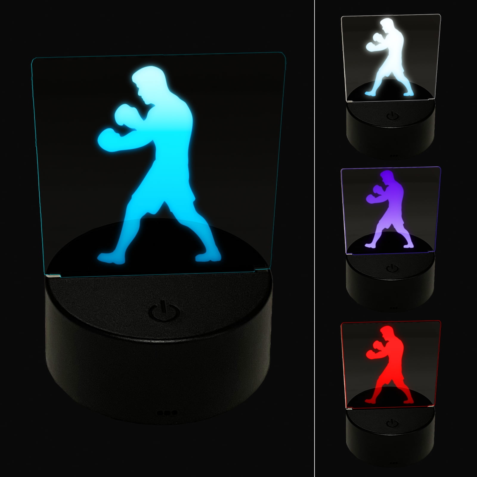 Boxer Fighter Stance with Boxing Gloves Pugilist LED Night Light Sign ...