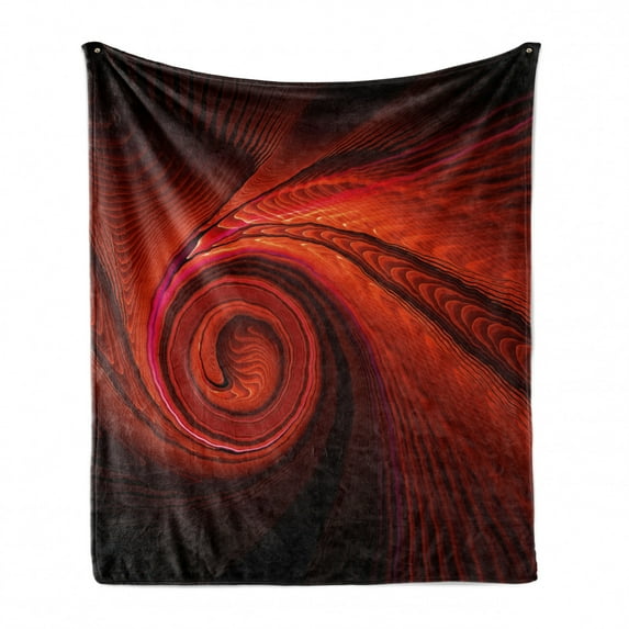 Spires Soft Flannel Fleece Throw Blanket, Spooky Spiral Form in Darkness with Digital Effects Perplexed Dreamy Place Image Print, Cozy Plush for Indoor and Outdoor Use, 60" x 80", Red, by Ambesonne