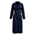 thumbnail image 5 of PBFRDSJ Women's Suede Long Shirt Dresses Lapel Long Sleeve Solid Color Casual Loose Midi Fall Spring Dresses with Belt, 5 of 5