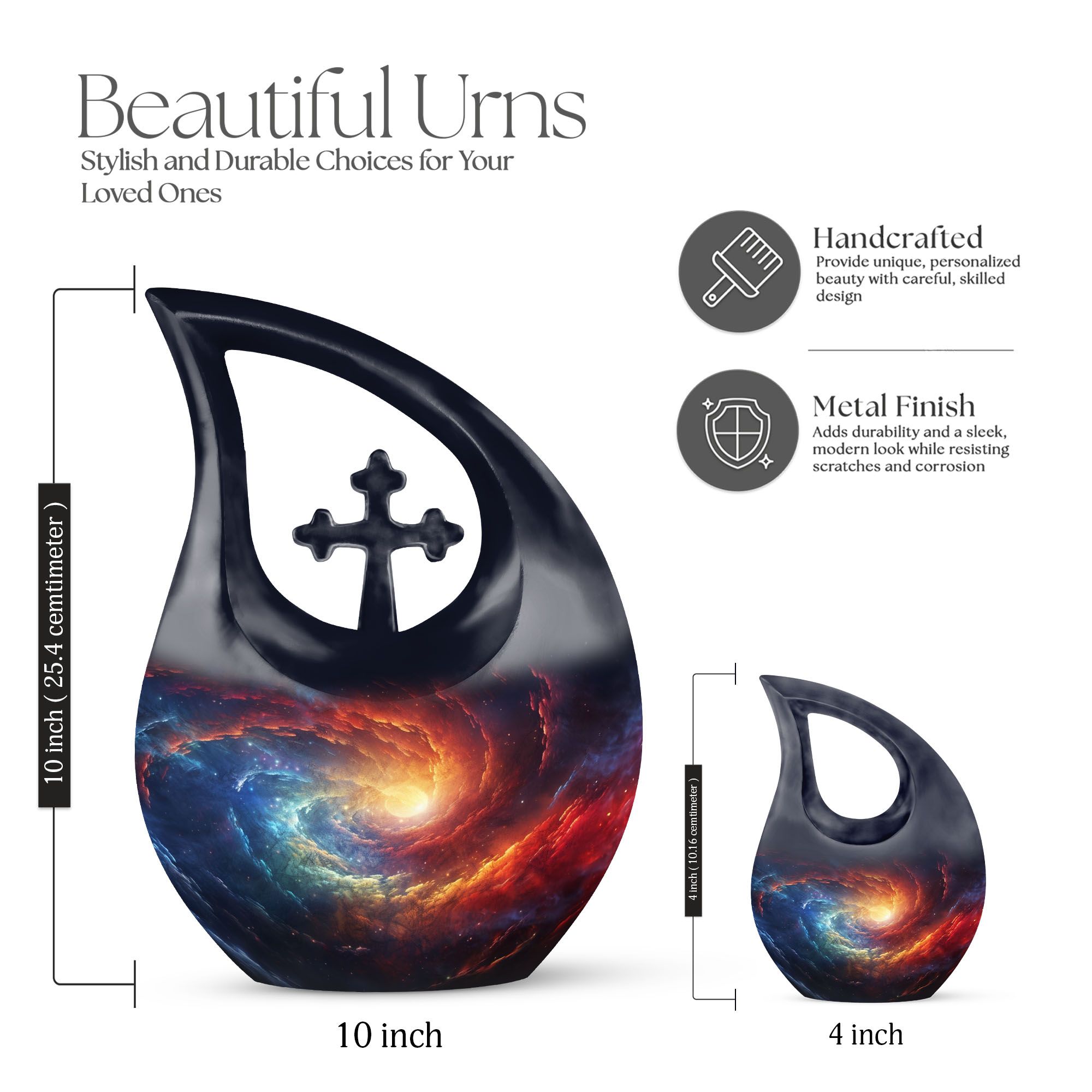 MUKTIVE Galaxy Urn for Ashes - Tear Drop Urns for Human Ashes - 10 Large Galaxy Design Urn - largeFor Women & Men