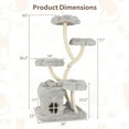 thumbnail image 3 of Gymax Freestanding Cat Tower Tall Cat Tree w/ four Flower-shaped Platforms Cat Condo Gray, 3 of 10