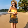 thumbnail image 3 of Daiia Robe de Natation Jaune Canard Imprimé pour Femmes 2025 Tendance Manches Courtes Robes Décontractées Amples Fluides Maxi Robes de Soleil, 3 of 7