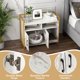 thumbnail image 4 of JJUN Cat Litter Box Enclosure - Cat Washroom Hidden Furniture with Front Entry, Scratcher, 2-Door Storage Cabinet, 2 Compartments, Air Vents, Metal Frame, Wooden Pet Crate House (Marble White), 4 of 19