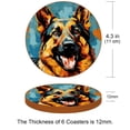 thumbnail image 3 of Shepherd Dog 6pcs Round Coasters Set, Microfiber Leather Drink Coasters, 11x11cm/4.3x4.3in, Kitchen Table Coasters for Bar, Home - Black, 3 of 6