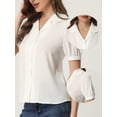 thumbnail image 2 of INSPIRE CHIC Women's Collar Top Button Front Short Sleeves to Work Shirt, 2 of 6