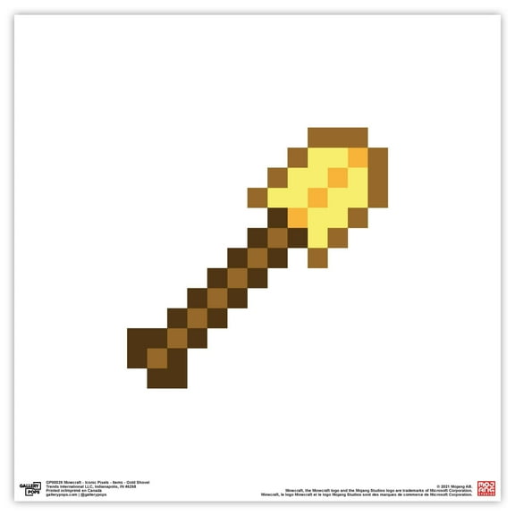 Gallery Pops Minecraft: Iconic Pixels - Items - Gold Shovel Wall Art, Unframed Version, 12" x 12"