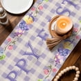 thumbnail image 3 of Easter Bunny Table Runner - 72 Inch Long Spring Easter Eggs Chick Floral Purple Check Cotton and Linen Blended Dress Scarves Farmhouse Table Runner for Kitchen Dining, Coffee Table, 13" x 72", 3 of 8