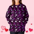 thumbnail image 5 of Valentine Day Scrubs for Women Single Breasted Short Sleeve Quick Dry Scrub Tops V Neck Love Heart Print Nursing Medical Scrubs with Pockets Purple 3XL, 5 of 5
