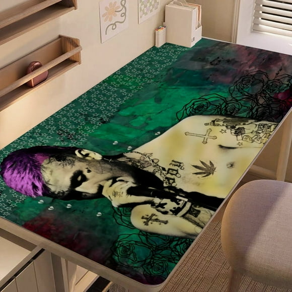 Lil Peep alfombrilla de escritorio/mesa extra-grande con base antideslizante de cuero y diseño temático; versátil para escritorios de ordenador, mesas de comedor, etc.40*60cm