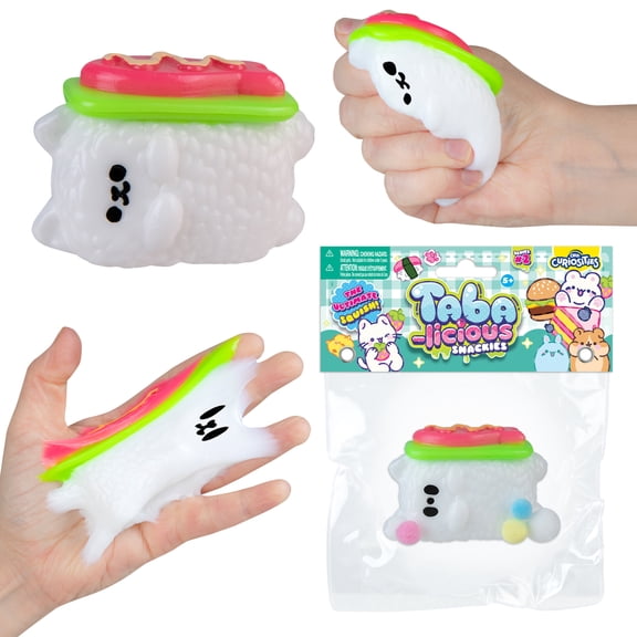 ORB Tabalicious Snackies TABA Squishy Cat Sushi Toy - Cute, Sticky TABA Squishy Food Themed Animal Stress Ball Squishies - Fun, Soft Kawaii Sensory Fidget Toys and Gifts for Kids and Adults
