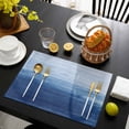 thumbnail image 3 of Navy Blue Ombre Placemats Set of 12, Modern Abstract Art Ocean Oil Painting Placemats for Dining Table, Place Mats for Kitchen Tabletop, Waterproof Wipeable Dining Table Mats Set, 3 of 9
