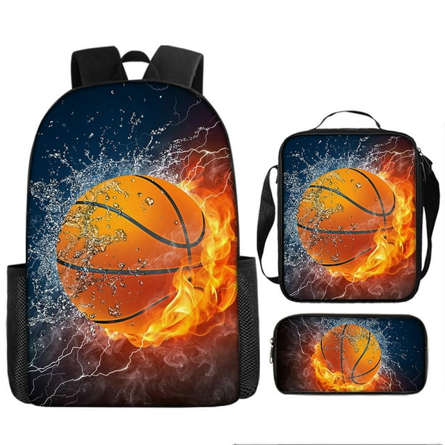 Soccer Star Printed Backpack Three-piece Set, Youth School Bag, Student Backpack-SinKeeU