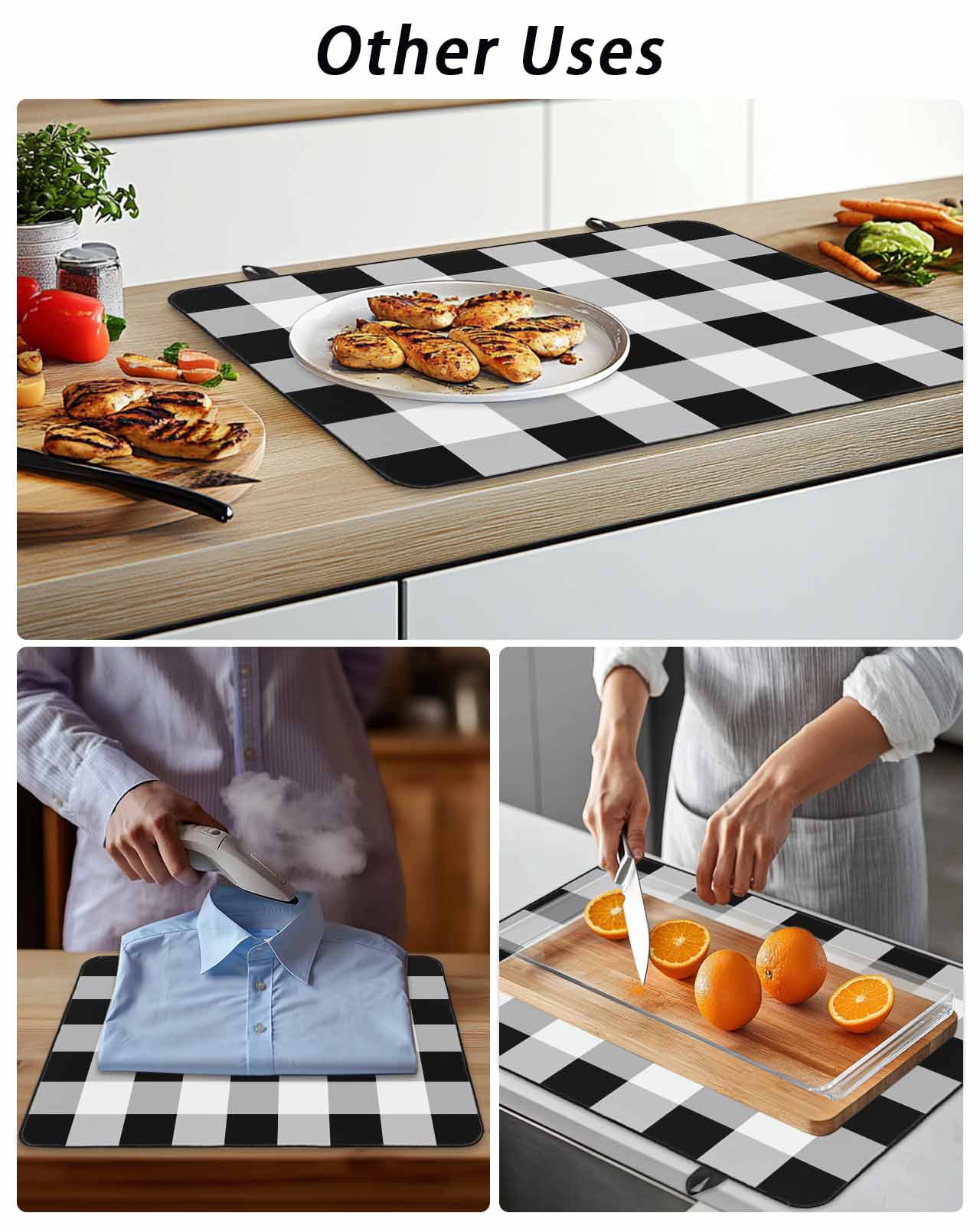 Stove Top Covers for Electric Stove, Black White Plaid Glass Stovetop Cover Protector, Spring Farmhouse Buffalo Checkered Induction Cooktop Protector Oven Mat for Kitchen Countertop 24"x21"