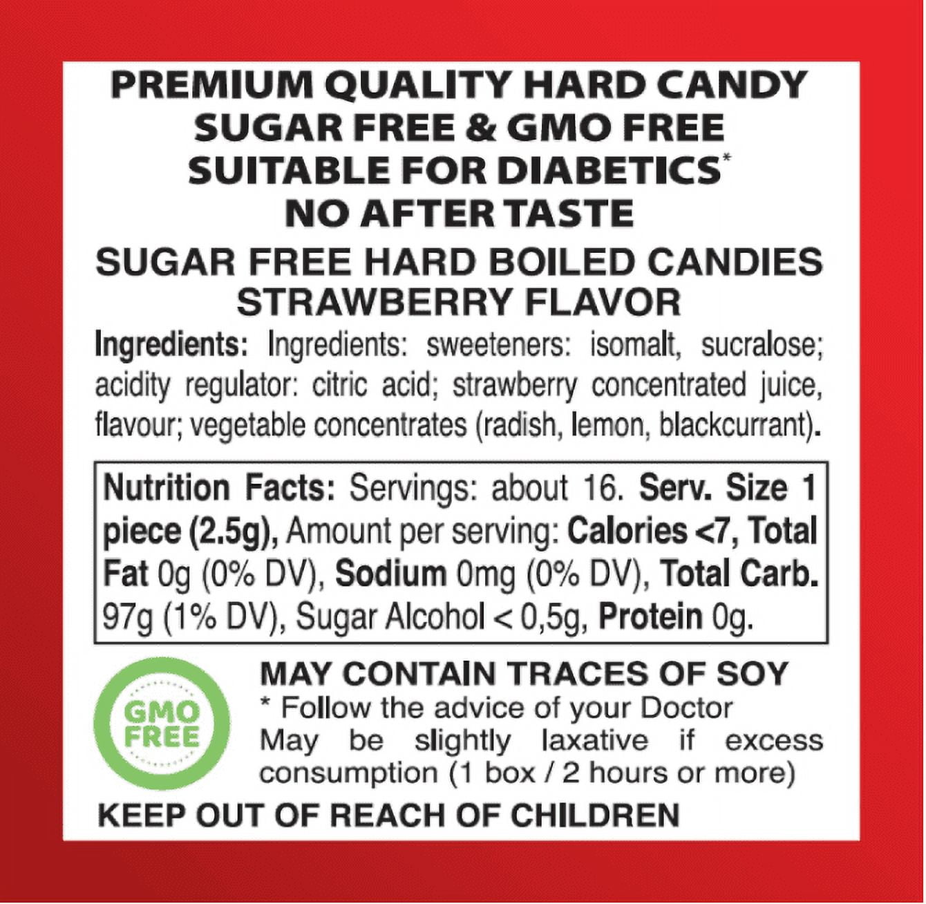 Swiss Imports Sugar Free Bonbons Hard Candy Drops, Strawberry, 1.4 oz/40g Box, 9 Pack