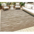 thumbnail image 2 of Findosom 5'x8' Waterproof Stripe Outdoor Rug, Foldable Reversible Plastic Straw Rug, Large Patio Rug for Outdoors, RV, Patio, Backyard, Deck, Picnic, Beach, Camping Brown, 2 of 6