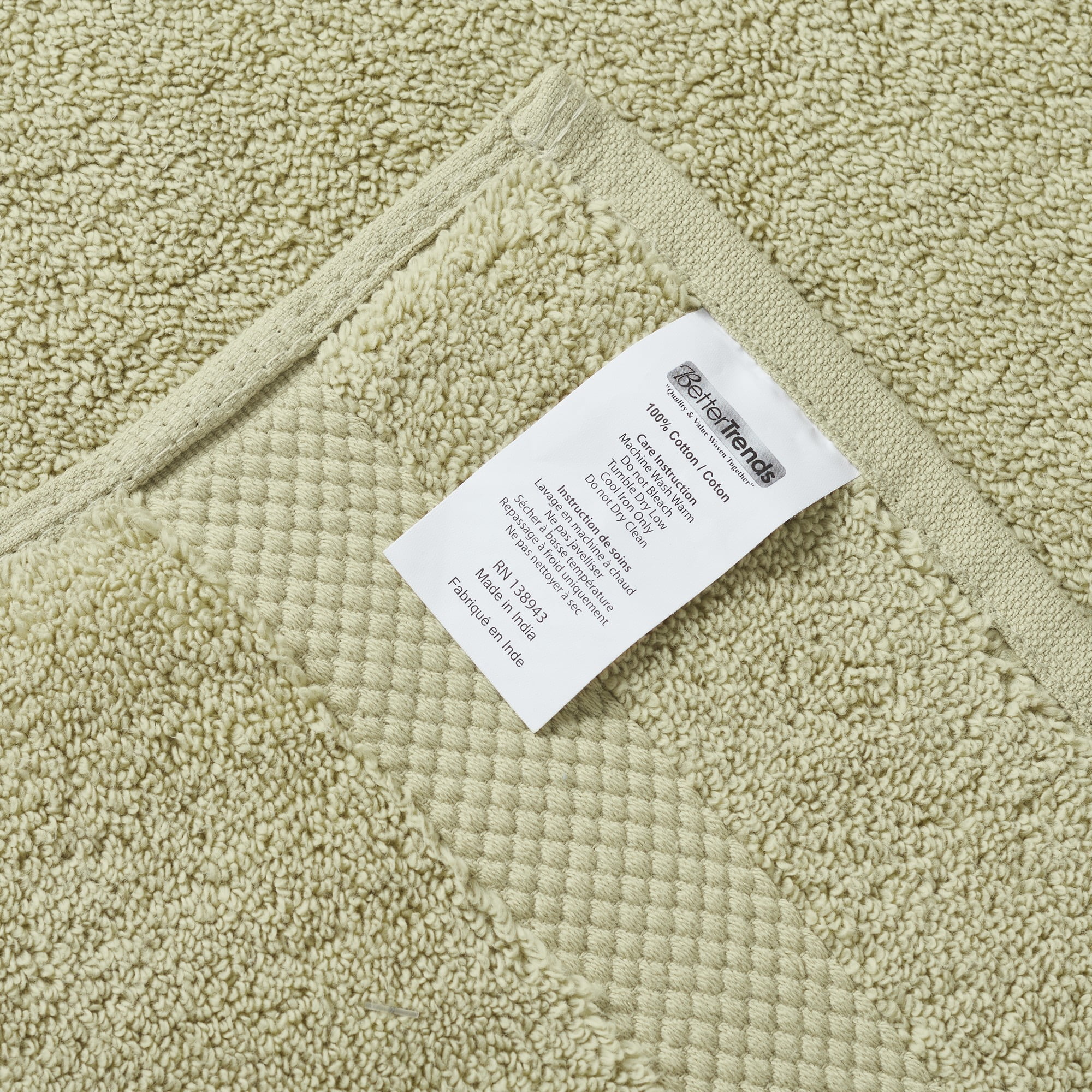 Better Trends Washcloths For Body And Face, 100% Cotton, Soft, Absorbent, Zero Twist Cotton Baby Wash Cloth, Shower, Travel, Sage Small Towel, 12"X12", 20 Pack