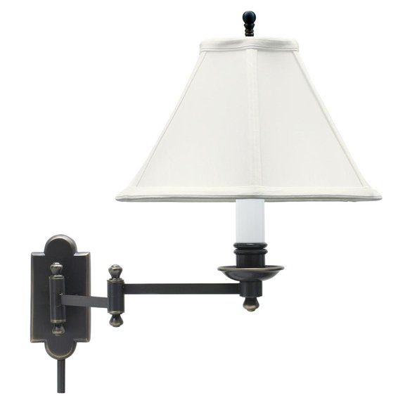 House Of Troy CL225-OB Club Collection Wall Sconce with Swinging Lamp, Oil Rubbed Bronze with Off White Soft Shade Oil-rubbed Bronze