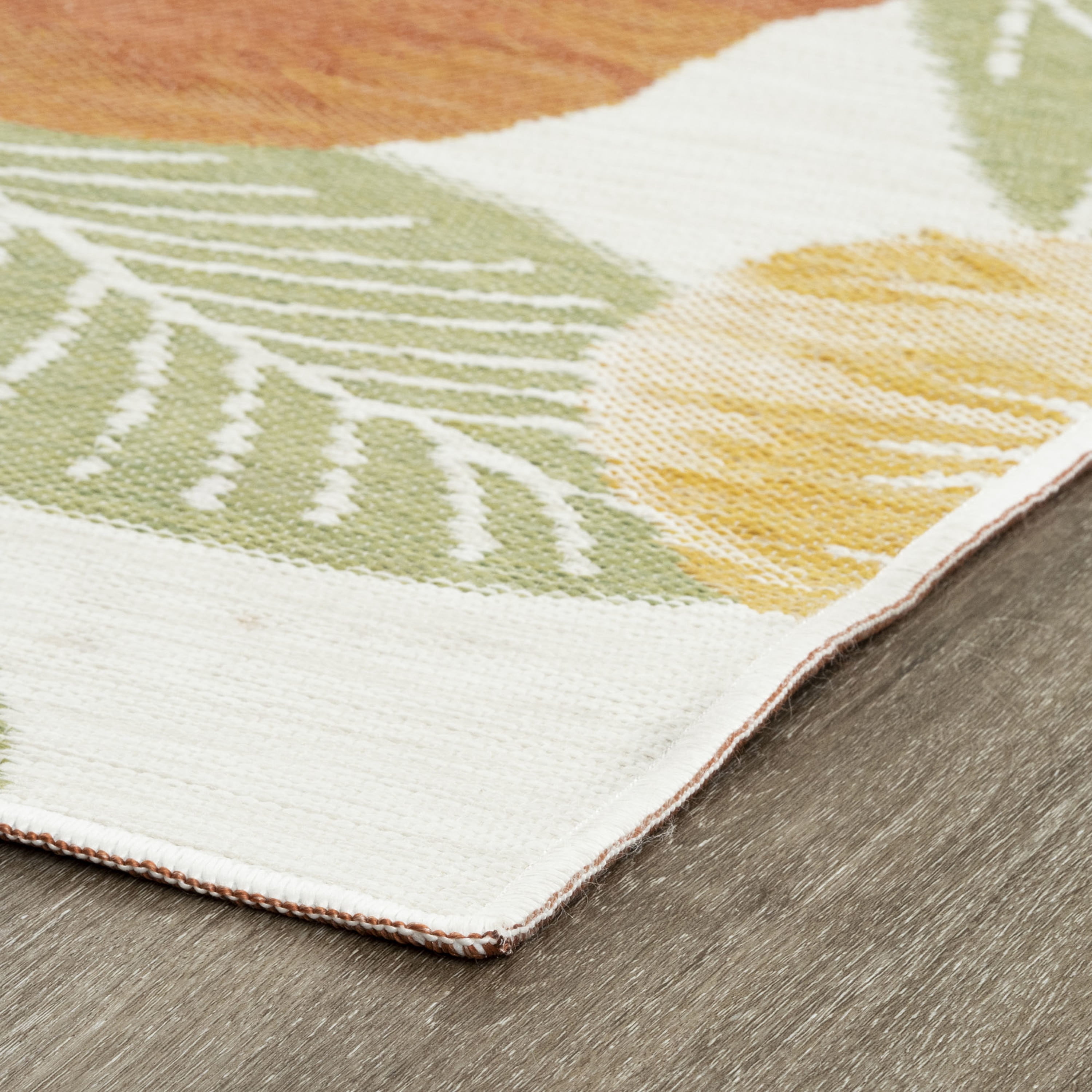 2x3 Water Resistant, Small Indoor Outdoor Rugs for Patios, Front Door Entry, Entryway, Deck, Porch, Balcony | Outside Area Rug for Patio | Orange, Floral | Size: 2' x 3'