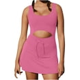 thumbnail image 2 of Brilliant Plus Size Clearance Tennis Dress for Women Workout Dress with Built in Shorts and Bra Cut Out athletic Dresses Pink M, 2 of 9