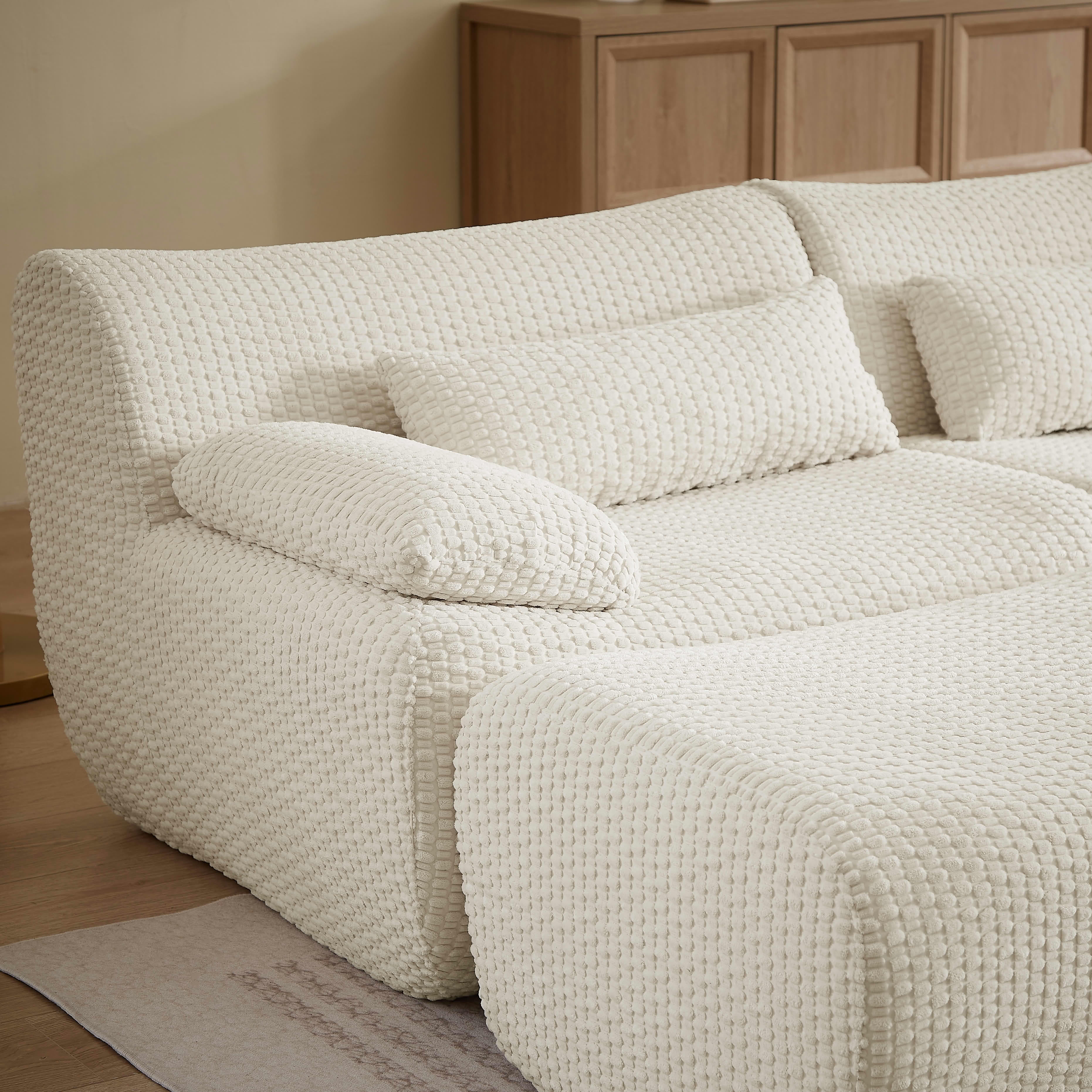 MAYEERTY Oversized Corduroy Cloud Sectional Sofa, Modular U-Shape, Minimalist for Living Room，No Assembly
