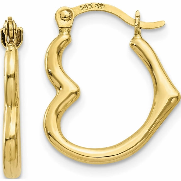 10K Yellow Gold Heart Shaped Hollow Hoop Earrings (16 X 13) Made In Indonesia 10tl746