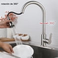 thumbnail image 3 of Grifo de Cocina, 304 Acero Inoxidable Mezclador para Fregadero, 360° Grifos para Fregadero de Cocina de Alto Arco Llaves para Fregadero de Cocina con Placa de Cubierta con 2 Manguera, 3 of 7