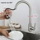thumbnail image 3 of Grifo de Cocina, 304 Acero Inoxidable Mezclador para Fregadero, 360° Grifos para Fregadero de Cocina de Alto Arco Llaves para Fregadero de Cocina con Placa de Cubierta con 2 Manguera, 3 of 7
