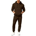 thumbnail image 2 of Hogleaql Sweatsuits for Men 2 Piece Solid Color Fleece Hoodie Joggers Running Pant Set Sweat Winter Suits with Pockets Coffee M, 2 of 6