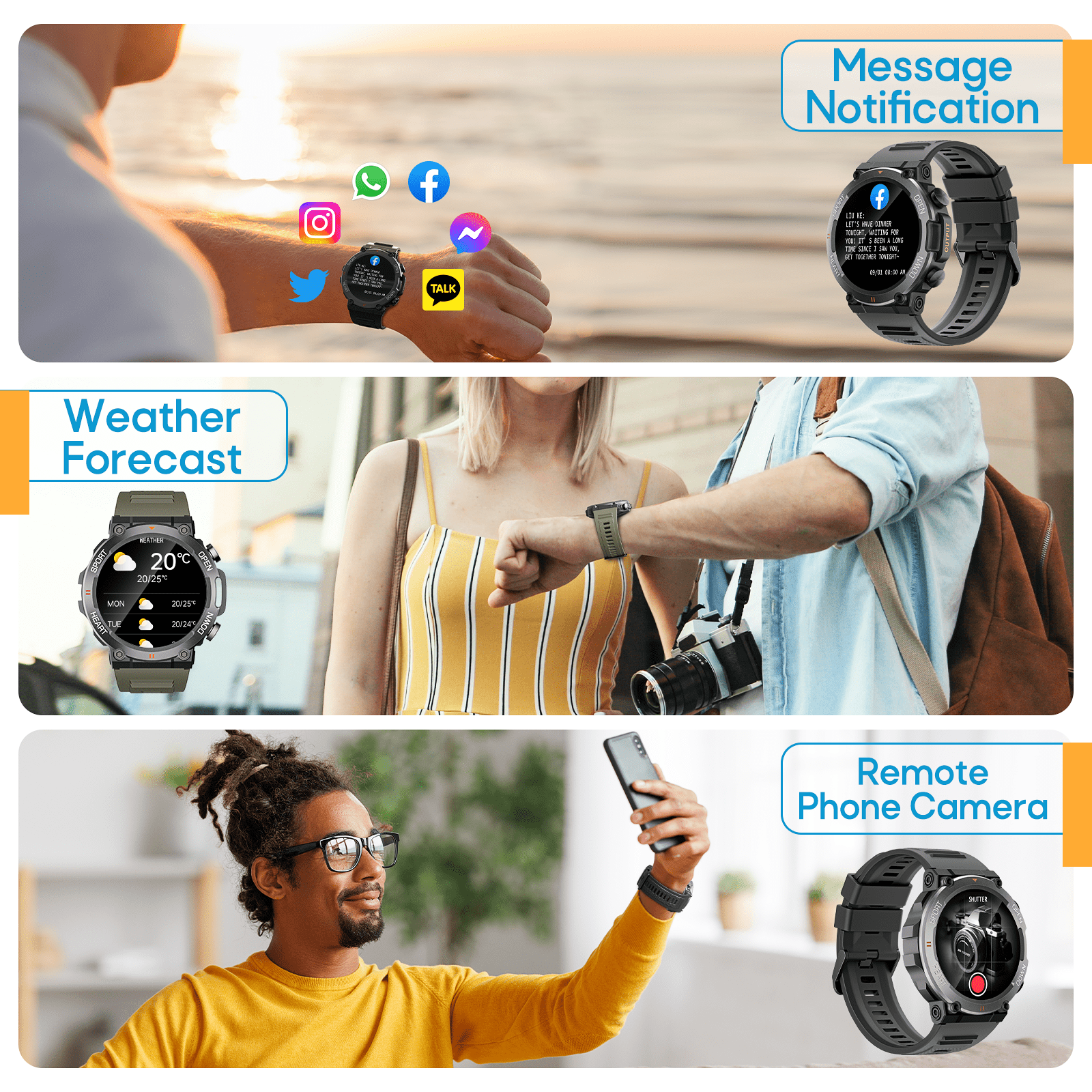 Zkcreation Military Watch Men's Smart Watch Fitness Tracker Answer/Make Calls, Black