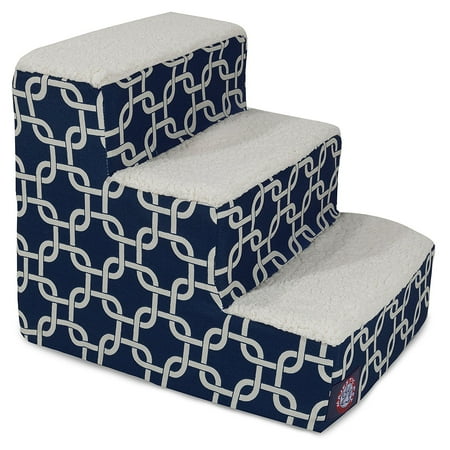 UPC: 0788995675280 | Majestic Pet Links Pet Stairs 3 Steps Navy Blue Machine Washable Removable Cover 18  x 16  x 15