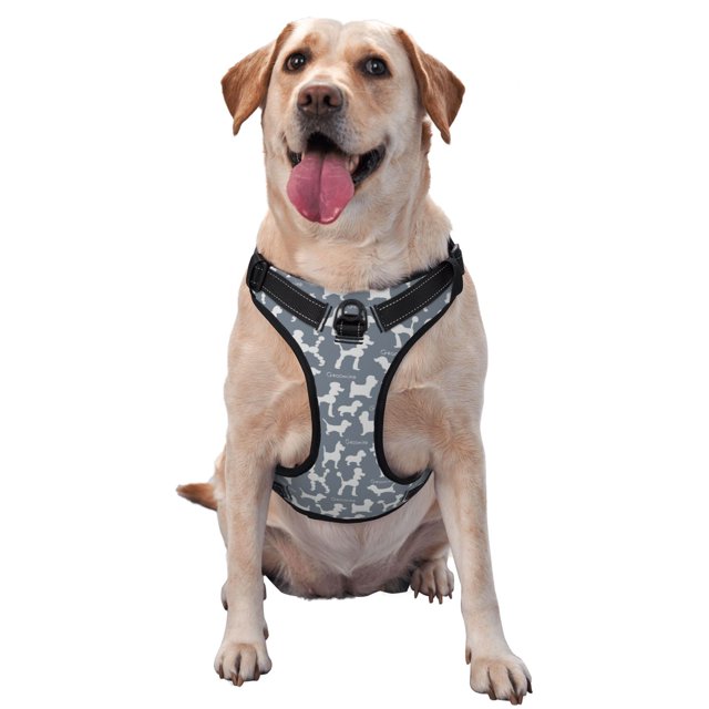 Cauagu Harnais Réfléchissant pour Chien Motif Caniche, Gilet Ajustable Anti-Traction pour Petits, Moyens et Grands Chiens - Grand