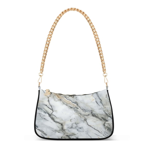 Ryvnso Grey Golden Marble Womens Chain Shoulder Bag Tote Handbags Clutch Hobo Purse with Zipper for Travel