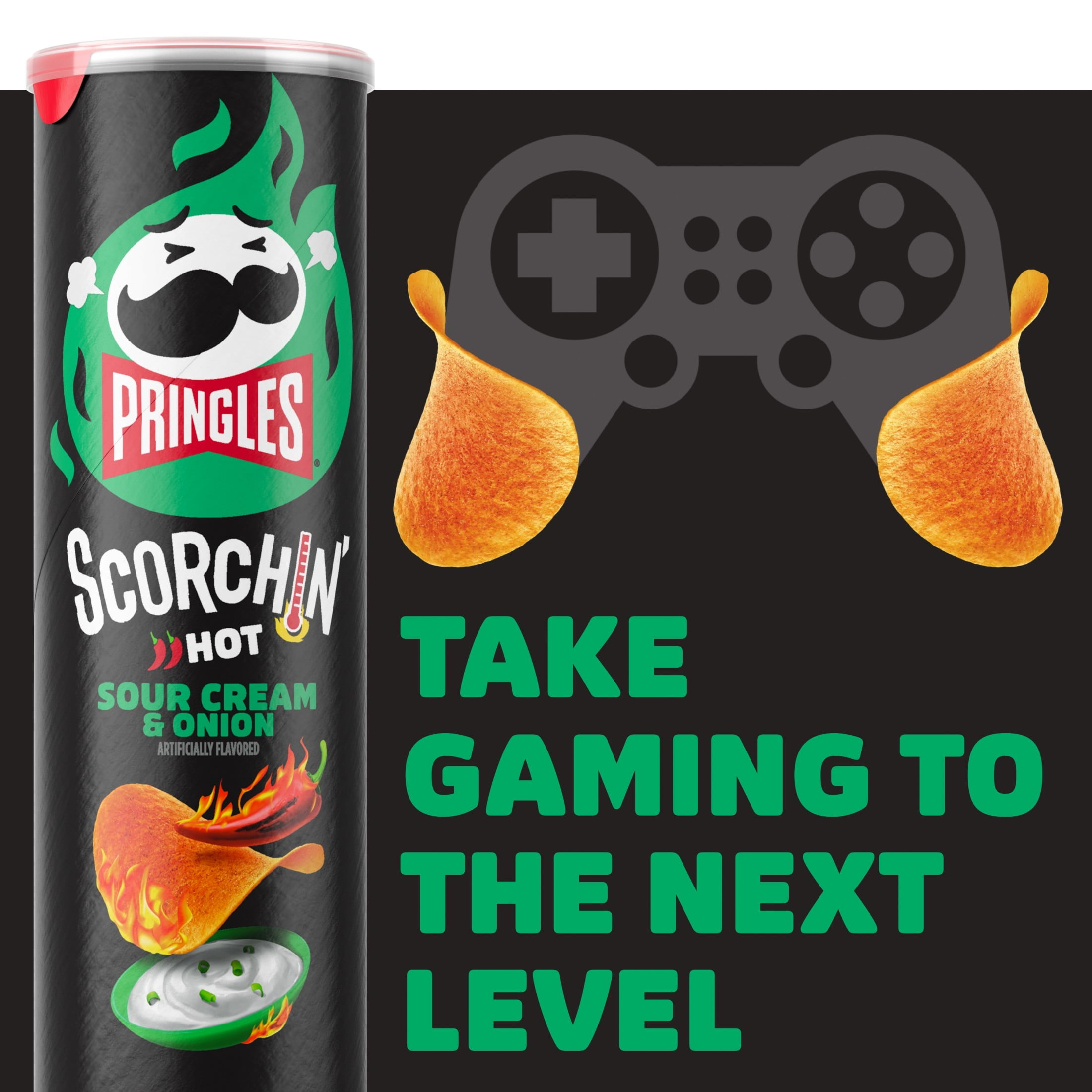 Pringles Scorchin' Sour Cream and Onion Potato Crisps Chips, Spicy Snacks, 5.5 oz