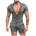 thumbnail image 4 of VBARHMQRT Bandeau Bra Top Black with Hooded Jumpsuit Men's Zipper Summer Shorts Jumpsuit Short Sleeved Intimates 3829, 4 of 6