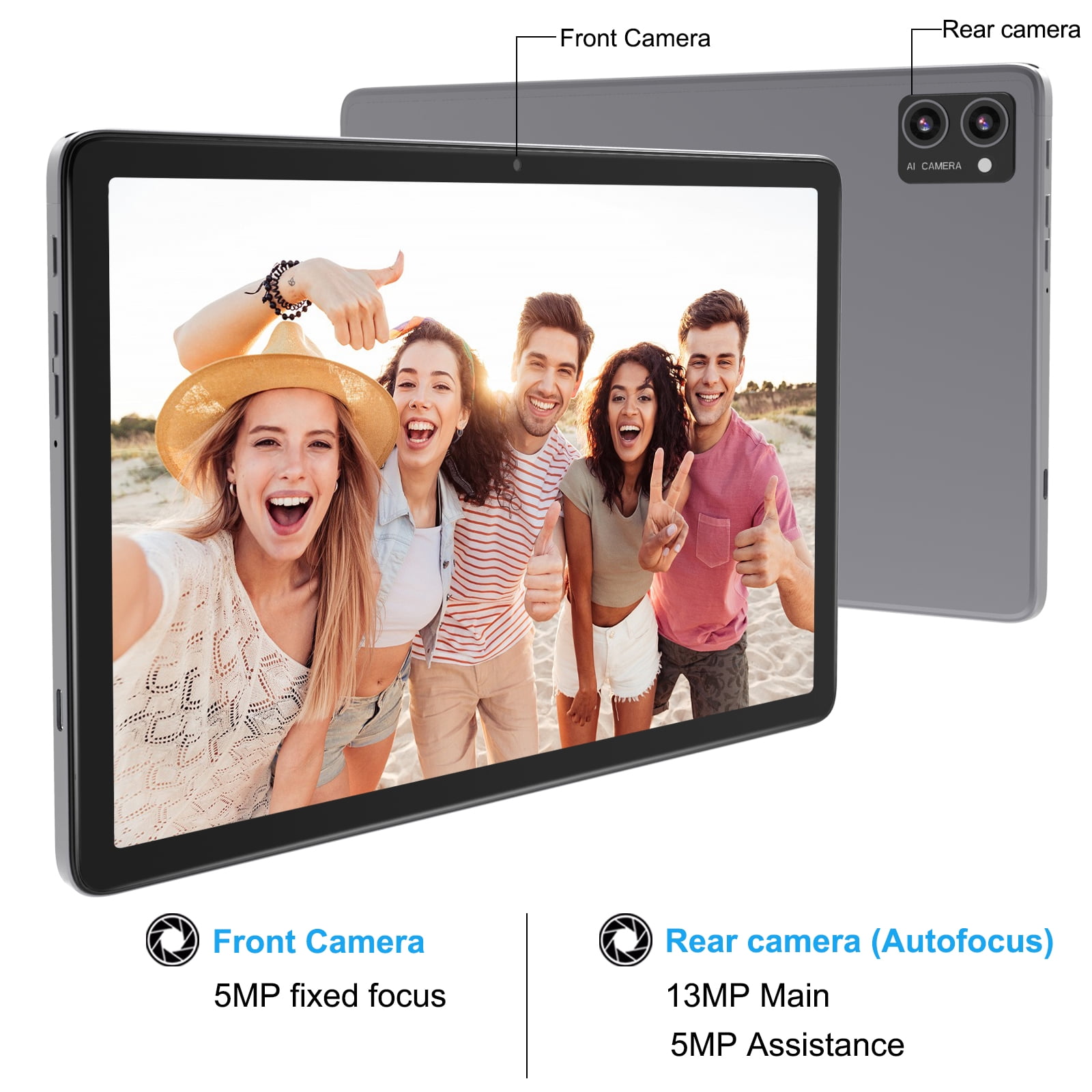 Latest Android 15 Tablet, 128GB ROM+16GB RAM+1TB Expand, 10.1 inch Tablet, 5G WiFi, T606 Octa-Core, 3- Camera , Incell IPS Screen, 8000mAh, Tablet with Keyboard, case, stylus, Dual speakers