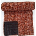thumbnail image 2 of Maroon Floral Kantha Quilt: Handmade Cotton Bedspread Twin Size, 2 of 3