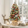thumbnail image 2 of 3ft Pre-Lit Artificial Mini Christmas Tree with 78 Led Lights & Burlap Base Festive Tabletop Xmas Decor with Berries for Home, Office, or Outdoor Use, 2 of 6