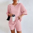 thumbnail image 4 of CheerKidz Women's 2 Piece Summer Outfits Short Sleeve Shirt with Shorts Home Sets Beach Vacation Outfits Casual Comfortable Loose Crewneck Suit(Pink,M), 4 of 9