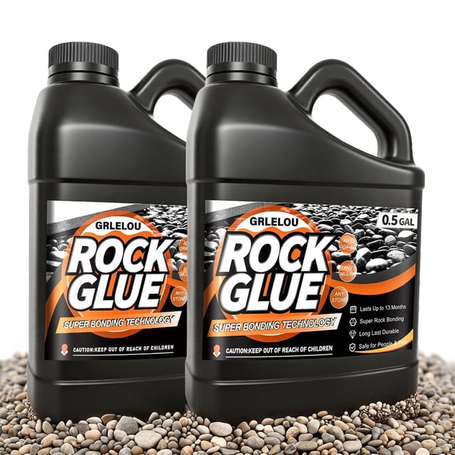 GRLELOU Mulch Glue for Landscaping, 4 L Fast-Drying Weather-Resistant Non-Toxic Clear Rock Glue Spray for Locking Down Rocks, Mulch, Pea Gr